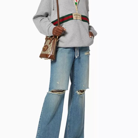 Gucci Gray Sweatshirt with Gucci Logo and Web NEW WITH TAGS - Picture 5 of 5